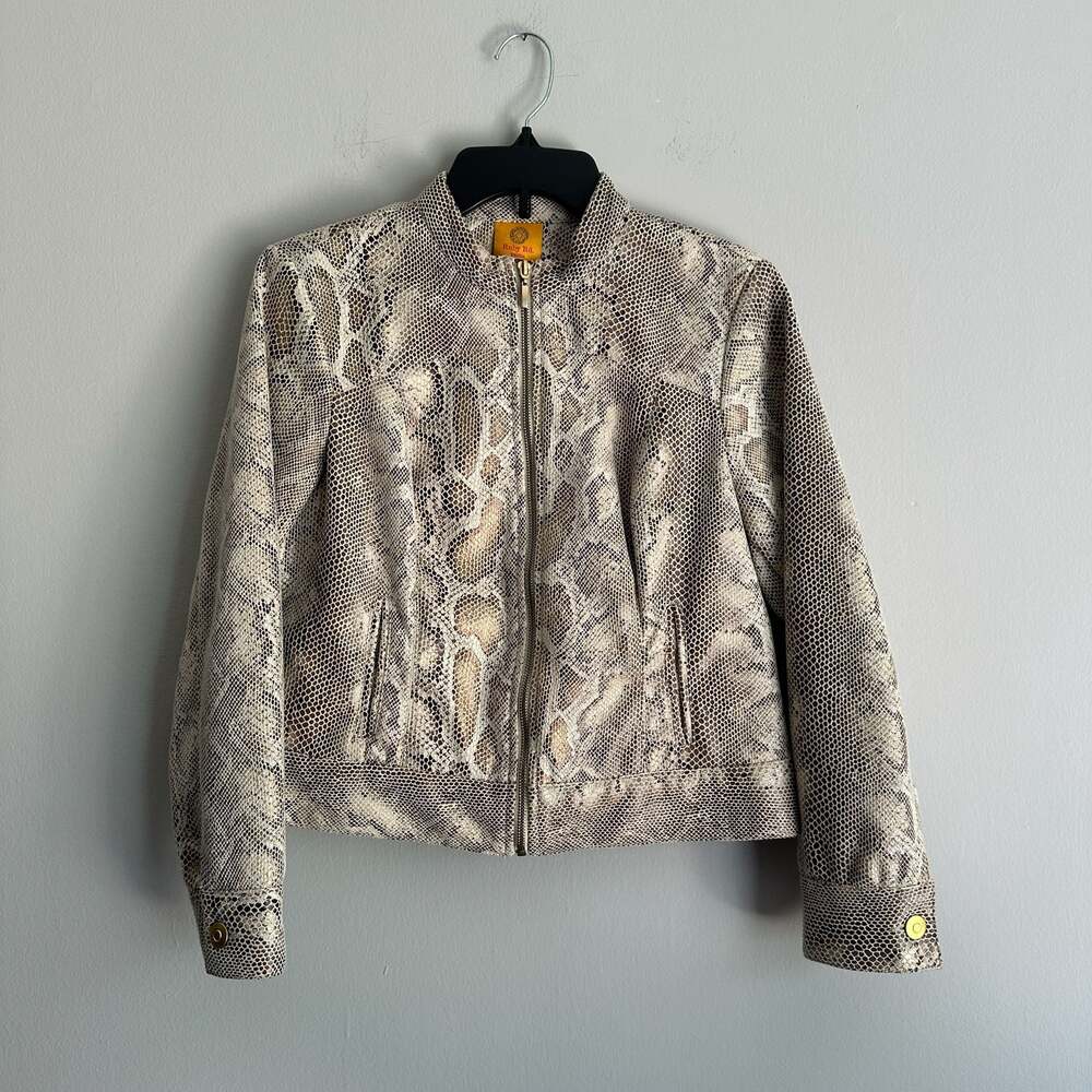 Ruby Rd. Petite Snake Print Zip-Up Jacket